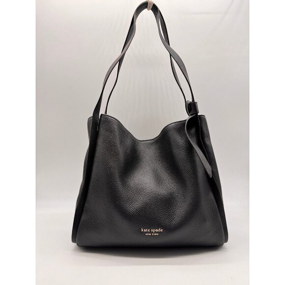 KATE SPADE NY Knott pebbled leather large shoulder bag - Black (Used) - Picture 1 of 16
